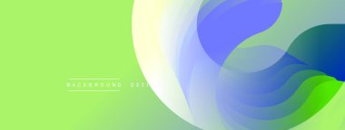 Soyut renkli katmanlar akışkan şekiller yaratır. Gradyan renkler harmanlanır ve dinamik görsel doku oluşturur. Modern tasarım ögesi.