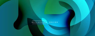 Soyut sıvı şekiller, canlı maviler, yeşiller modern arka plan oluşturur. Metin elementli minimalist tasarım. Yumuşak gradyanlar.