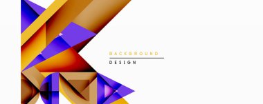 Soyut geometrik şekiller örtüşüyor, canlı renk eğimleri yaratıyor. Turuncu, mor, sarı baskın tasarım. Sunumlar ve grafikler için modern arkaplan uygun.