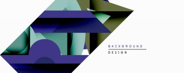 Soyut geometrik bileşim. Üst üste binen şekiller dinamik görsel efekt yaratır. Koyu mavi, yeşil, siyah baskın tasarım. Minimalist tarz, modern estetik. Çeşitli projeler için uygun arkaplan.