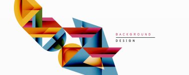 Soyut geometrik şekiller örtüşür, dinamik bileşim yaratır. Canlı renkli, mavi, kırmızı şekilli modern tasarım elementi. Temiz beyaz arkaplan form vurguluyor.