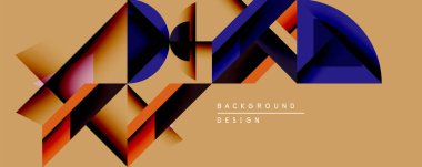 Soyut geometrik tasarım canlı turuncu ve donanma şekillerine sahiptir. Kompozisyonda üçgenler, dikdörtgenler bej arka plana karşı dinamik desenler oluştururlar. Modern, şık bir görüntü..