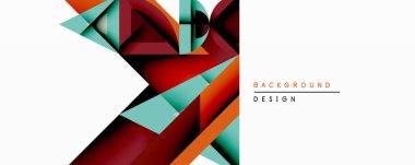 Soyut geometrik bileşim. Üst üste binen şekiller dinamik görsel efekt yaratır. Kırmızı, deniz mavisi, turuncu renkler tasarımda baskın. Minimalist tarz, modern estetik.