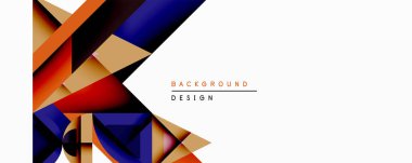 Soyut geometrik tasarım üst üste binen katmanlar, canlı renkler içerir. Turuncu, kırmızı, donanma beyaz uzaya karşı dinamik görsel kontrastlar yaratır. Modern estetik.