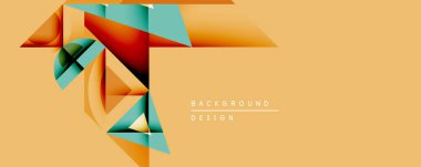 Soyut geometrik şekiller örtüşür, dinamik bileşim yaratır. Sıcak turuncu arka plan, serin deniz mavisi ve kahverengi renklerle tezat oluşturuyor. Modern tasarım hareketi çağrıştırıyor, derinliği. Minimalist estetik.