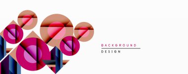 Soyut geometrik bileşim. Üst üste binen daireler dinamik görsel efekt yaratır. Pembe, kahverengi, mavi, modern estetiğin gölgeleri. Minimalist tasarım arka planlar için uygundur.