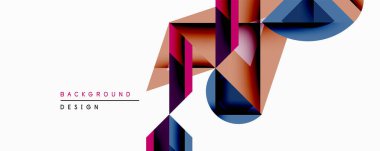 Soyut geometrik tasarım üst üste binen şekiller, gradyanlar. Sıcak tonlarda havalı mavi aksanlar hakim. Minimalist biçim arka planlar ve modern grafikler için uygun.