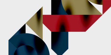 Soyut geometrik şekiller çakışıyor. Renkler altın, donanma, kırmızı, siyah. Eğilimli minimalist tasarım, pürüzsüz geçişler. Modern estetik.