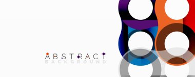 Modern soyut tasarım, üst üste binen daireler, canlı renkler, temiz çizgiler. Minimalist kompozisyon çeşitli dijital projelere uyar.