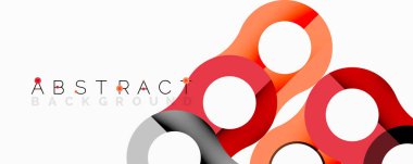 Soyut arka plan birbirine bağlı halkalar, değişik tonlarda kırmızı, gri, turuncu. Modern tasarım öğesi, temiz estetik.