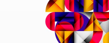 Soyut geometrik şekiller örtüşür, canlı renkli desenler yaratır. Kalın tasarım, eğrileri, üçgenleri kullanır. Minimalist estetik.