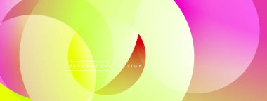 Soyut renkli çemberler çakışıyor. Yumuşak gradyanlar canlı bir görsel etki yaratır. Arka planlar için modern tasarım ögesi.