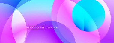 Soyut, enerjik çemberler çakışıyor. Gradyan renkler modern, dinamik görsel efekt yaratır. Yumuşak geçişler, hoş kompozisyon..