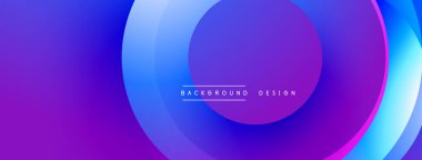 Soyut daireler, parlak mavi mor renkler. Arka planlar ve sunumlar için modern tasarım öğesi. Yumuşak geçişler derinlik yaratır.