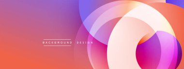 Soyut renkli çemberler örtüşüyor ve canlı bir gradyan arkaplan oluşturuyor. Modern tasarım elementleri akıcılık, enerji ve yenilik önerir.