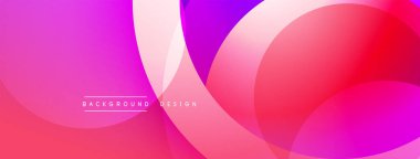 Soyut enerjik tasarım. Üst üste binen daireler dinamik değişim etkisi yaratır. Pembe, mor renkler kompozisyona hakim. Modern estetik.