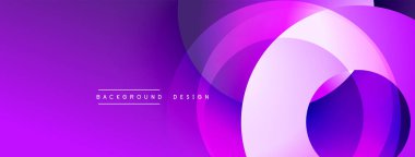 Soyut mor tasarım, üst üste binen daireler, gradyanlar. Dijital projeler ve sunumlar için modern arkaplan uygun.