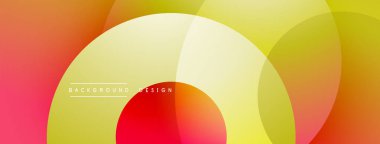 Soyut renkli arkaplan. Üst üste binen daireler dinamik görsel efekt yaratır. Gradyan gölgeler modern estetik sunar.