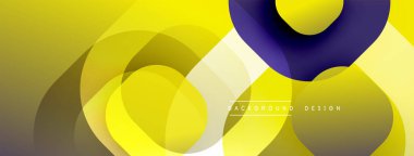 Soyut sarı, mor şekiller örtüşüyor. Modern tasarım, gradyan etki derinlik yaratır, pürüzsüz geçişler. Minimalist arkaplan dokusu.