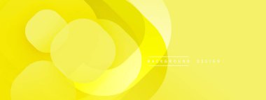 Sarı soyut arkaplan. Üst üste binen daireler yumuşak eğimler ve modern tasarım yaratır. Minimalist estetik, parlak renkler kompozisyona hakim..