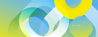 Soyut kompozisyon. Üst üste binen daireler, gradyanlar, canlı renkler modern görsel deneyimler yaratır. Düz geçişler, temiz tasarım..