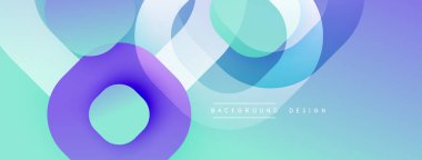 Soyut çemberler çakışıyor, yumuşak eğimler yaratıyor. Mavi, mor renkler dizaynın hakimi. Sunumlar için minimalist arkaplan.