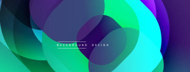 Soyut renkli örtüşen şekiller dinamik görsel efekt yaratır. Gradyan renkler kusursuz bir şekilde harmanlanarak modern tasarımı oluşturur..