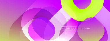 Soyut, enerjik çemberler çakışıyor. Gradyan renkler modern görsel doku yaratır. Pürüzsüz şekiller dinamik akışı, yumuşak geçişleri akla getiriyor..