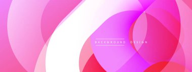 Soyut pembe mor tasarım. Üst üste binen daireler sıvı değişim etkisi yaratır. Dijital projeler için modern arkaplan.