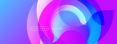 Soyut canlı katmanlar dinamik bileşim yaratır. Pürüzsüz gradyanlar mor, mavi renkleri harmanlarlar. Arka planlar için modern tasarım ögesi.