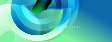 Soyut sıvı şekilleri, canlı maviler, yeşiller dinamik arkaplan oluşturur. Yumuşak eğimler, modern tasarım elementleri mevcut.