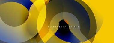 Soyut geometrik şekiller çakışıyor. Sarı, donanma, gri gradyanlar dinamik görsel efekt yaratır. Arka planlar için modern tasarım ögesi.