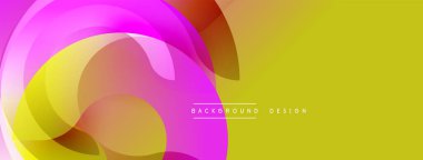 Soyut renkli şekiller çakışıyor. Pembe, sarı, turuncu renkler dinamik görsel akış yaratır. Arka planlar için modern tasarım ögesi.