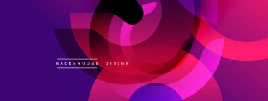 Soyut daireler örtüşüyor, canlı mor, pembe renkler yaratıyor. Modern tasarım dinamik ve enerjik hissettiriyor. Arkaplan metni arkaplan tasarımı okur.