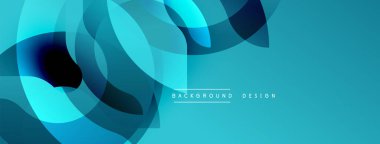 Soyut mavi şekiller dinamik bileşim oluşturur. Modern tasarım, düz gradyanlar, canlı renk paleti.
