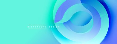 Soyut mavi katmanlar dairesel tasarım yaratır. Gradyan gölgeler modern görsel cazibe sunar. Mevcut en küçük metin.