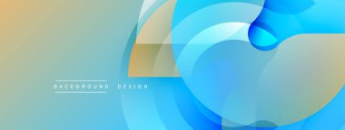 Soyut tasarım özellikleri üst üste binen daireler, gradyanlar. Yumuşak maviler, bej renkler modern estetik yaratıyor. Minimalist kompozisyon.