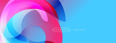 Soyut sıvı şekilleri örtüşür ve canlı renk değişimleri yaratır. Pembe, mavi renkler kompozisyona hakim. Modern tasarım ögesi.