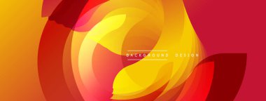 Soyut dinamik kompozisyon. Sıcak renkler karışır, akışkan şekiller yaratır. Modern tasarım enerjiyi, hareketi, görsel ilgiyi çağrıştırıyor.