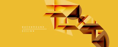 Soyut geometrik tasarım. Altın katmanlar dinamik bileşim yaratır. Sıcak tonlar lüks ve modern estetiği çağrıştırıyor. Minimalist tarz, projeler için mükemmel arkaplan.