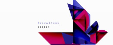 Soyut geometrik bileşim. Üst üste binen şekiller dinamik görsel efekt yaratır. Canlı renkli sprey, mor, beyaz alana karşı kırmızı kontrast. Modern tasarım ögesi.