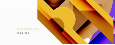 Soyut geometrik bileşim. Üst üste binen şekiller dinamik görsel efekt yaratır. Sıcak renkler baskın gelir, daha serin renklere dönüşür. Arka planlar için modern tasarım ögesi.