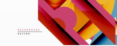 Soyut geometrik bileşim. Üst üste binen şekiller, dinamik görsel ilgi yaratır. Canlı renkler, sarılar, pembeler, bluesform modern arka plan tasarımı. Temiz çizgiler, gradyanlar şık estetik sunar.