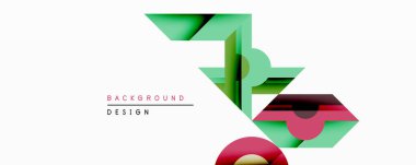 Soyut geometrik bileşim. Üst üste binen katmanlar dinamik görsel efekt yaratır. Yeşil, kırmızı, siyah renkler tasarımda baskın. Minimalist estetik, modern tarz. Temiz çizgiler, basit şekiller..