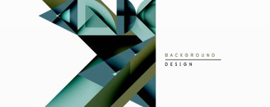 Soyut geometrik bileşim. Çokgenler çakışıyor, dinamik görsel etki yaratıyor. Gölgeler arasında deniz mavisi, zeytin, siyah, beyaz. Arka planlar için modern tasarım ögesi.