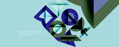 Soyut geometrik tasarım katmanlı şekiller, mavi tonlar, deniz mavisi arkaplan. Modern kompozisyon dinamik görsel efekt yaratır, uygun arkaplan.