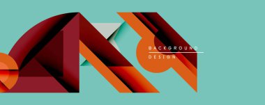 Soyut geometrik bileşim. Üst üste binen şekiller dinamik görsel efekt yaratır. Sıcak renkler serin arkaplanı karşılar. Çeşitli uygulamalar için modern tasarım ögesi.