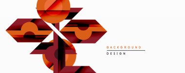 Soyut geometrik tasarım, üst üste binen turuncu, kırmızı şekiller. Dinamik çizgilerle minimalist kompozisyon modern görsel etki yaratır. Temiz beyaz arkaplan koyu renk paletini güçlendirir.