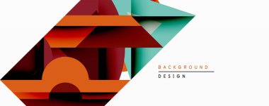 Soyut geometrik bileşim. Üst üste binen şekiller dinamik görsel efekt yaratır. Sıcak, serin renkler harmanlanarak modern arkaplan tasarımı oluşturur. Minimalist stil, temiz hatlar.