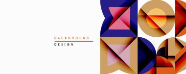 Soyut geometrik bileşim. Üst üste binen şekiller, dinamik görsel ilgi yaratır. Sıcak, serin renkler harmanlanarak modern arkaplan tasarımı oluşturur. Minimalist estetik.